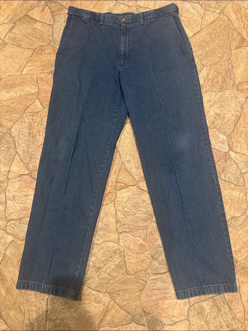 Haggar Men's Navy Classic Relaxed Straight Jeans Adjustable Waist